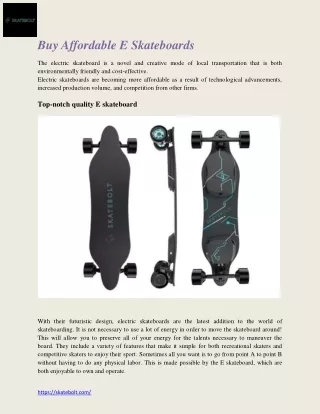 Buy Affordable E Skateboards