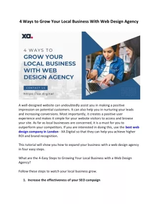 4 Ways to Grow Your Local Business With Web Design Agency