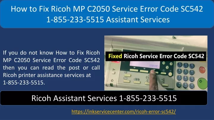 how to fix ricoh mp c2050 service error code