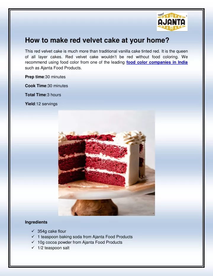 how to make red velvet cake at your home
