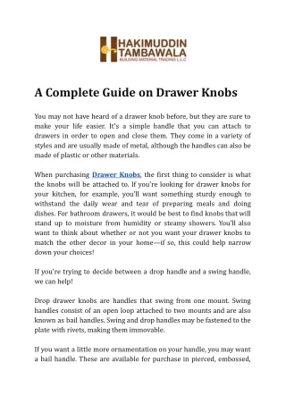 a complete guide on drawer knobs