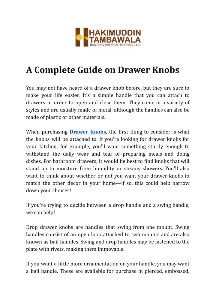 a complete guide on drawer knobs