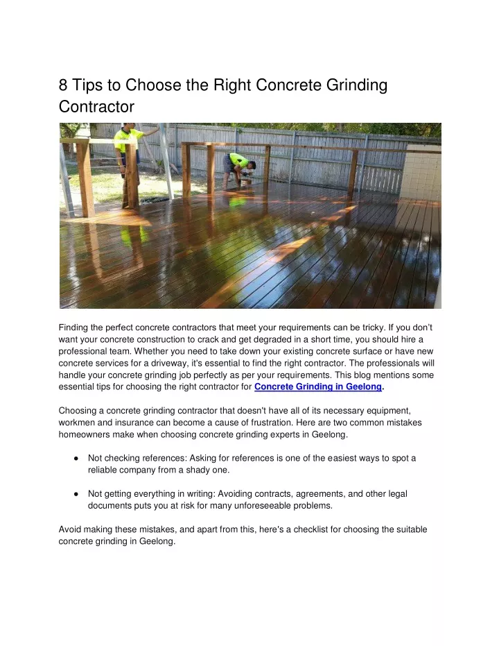 8 tips to choose the right concrete grinding