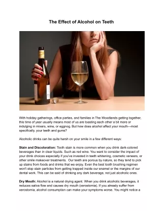The Effect of Alcohol on Teeth