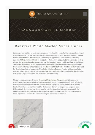 White Banswara Marble- Tripura Stones