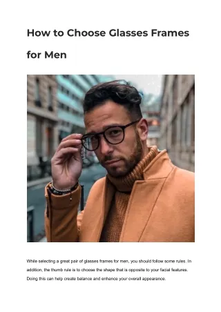 How to Choose Glasses Frames for Men