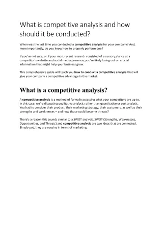 what is competitive analysis and how should