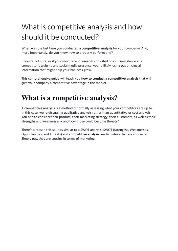 what is competitive analysis and how should