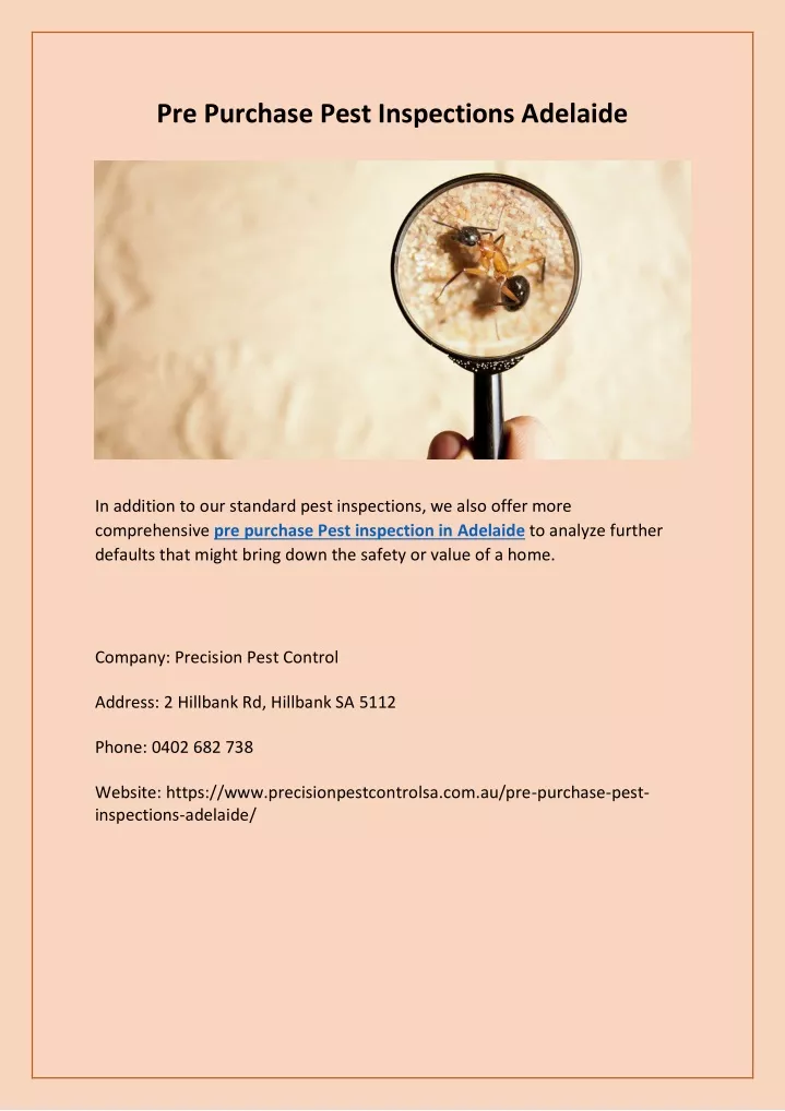 pre purchase pest inspections adelaide