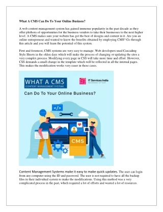 what a cms can do to your online business