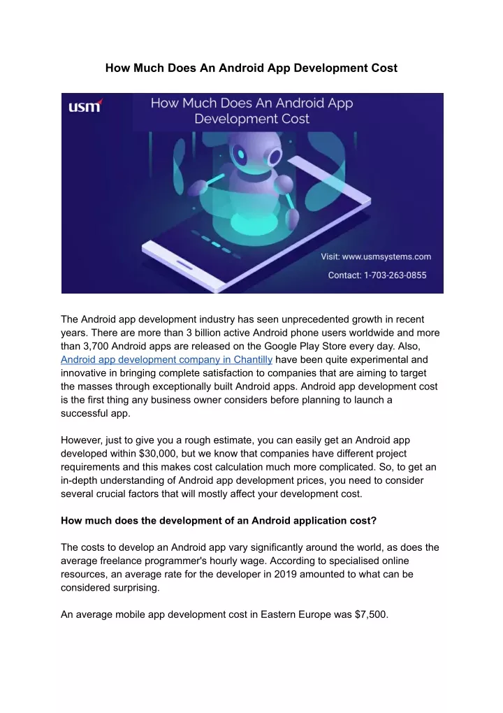 how much does an android app development cost