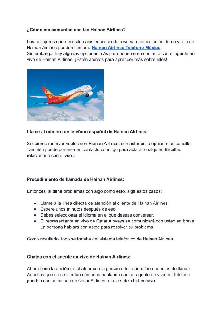 c mo me comunico con las hainan airlines