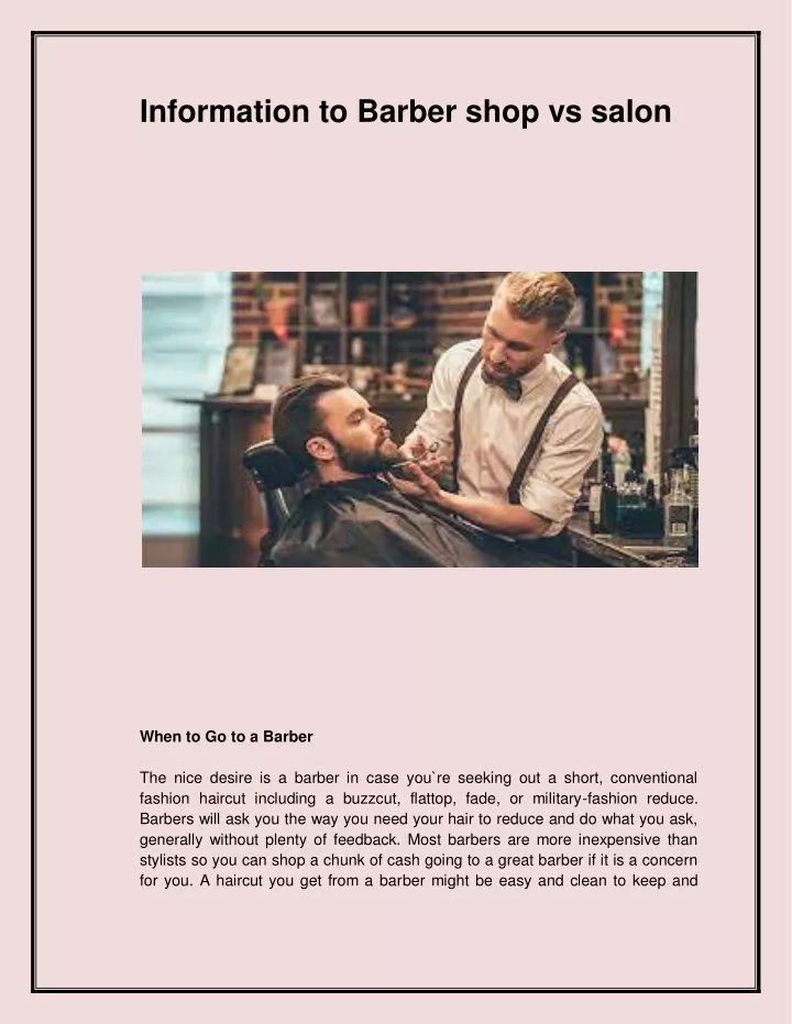 information to barber shop vs salon