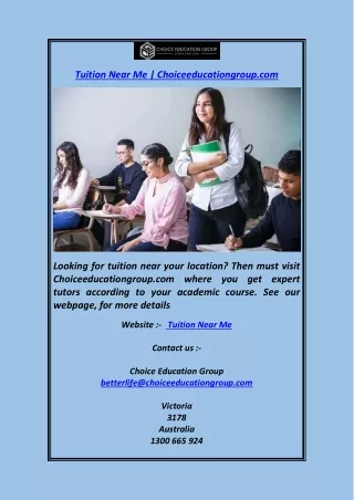 Tuition Near Me  Choiceeducationgroup.com