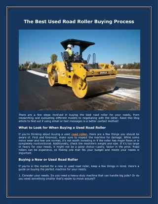 the best used road roller buying process