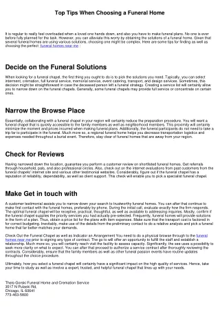 Top Tips When Selecting a Funeral Home