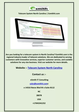 telecom system north carolina esmithit com