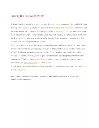 creating our continuum of care