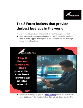 Top 8 Forex brokers that provide