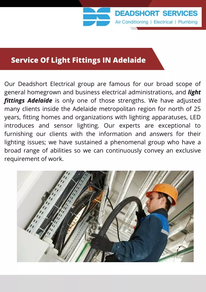 service of light fittings in adelaide