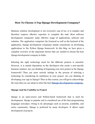 how to choose a top django development company