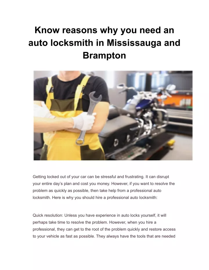 know reasons why you need an auto locksmith