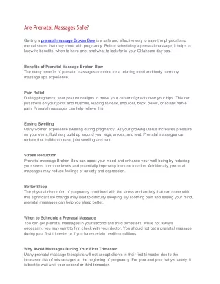 are prenatal massages safe getting a prenatal