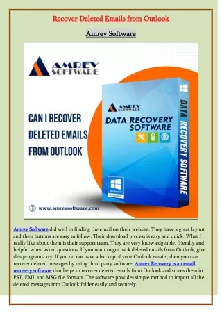 How to Recover Deleted Emails in Outlook | Amrev Software