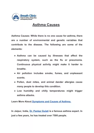 Causes of Asthma by Breath Clinic