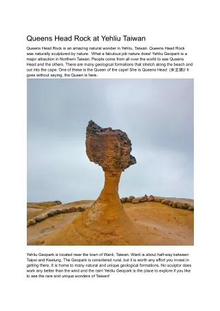 queens head rock at yehliu taiwan
