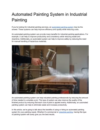 Automated Painting System in Industrial Painting