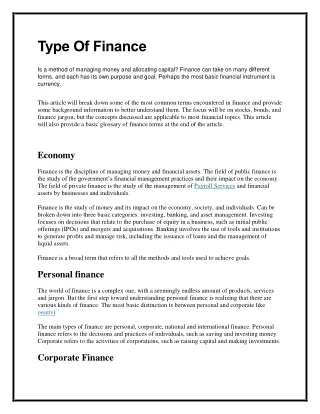 type of finance