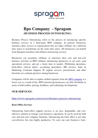 Bpo Company  - Spragom