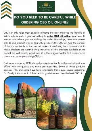 Do You Need To Be Careful While Ordering CBD Oil Online?