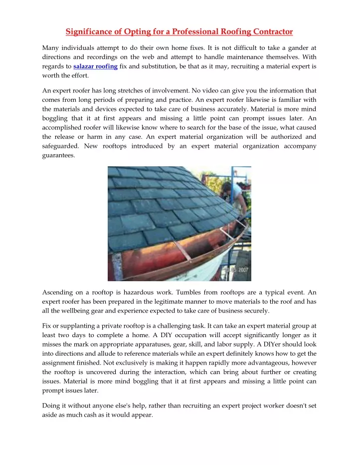 significance of opting for a professional roofing