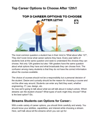 top career options to choose after 12th