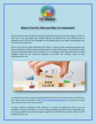 What is Pay Per Click and Why is it Important