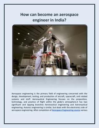 how can become an aerospace engineer in india