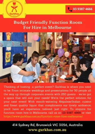 Budget Friendly Function Room For Hire in Melbourne