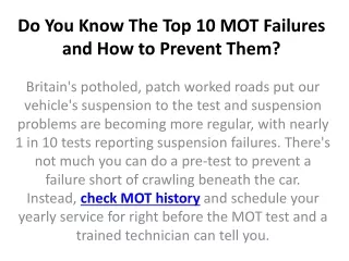 do you know the top 10 mot failures and how to prevent them