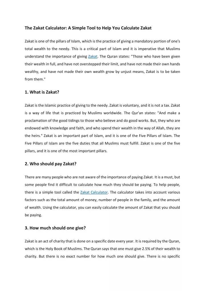 the zakat calculator a simple tool to help