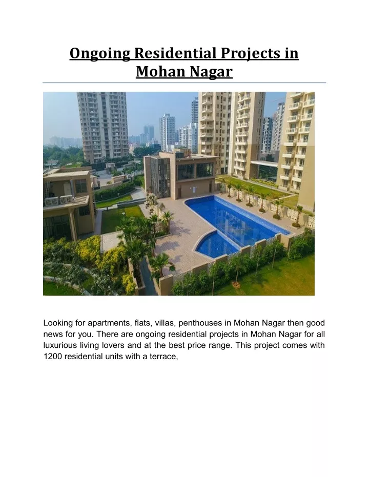 ongoing residential projects in mohan nagar