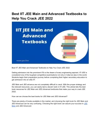 best iit jee main and advanced textbooks to help