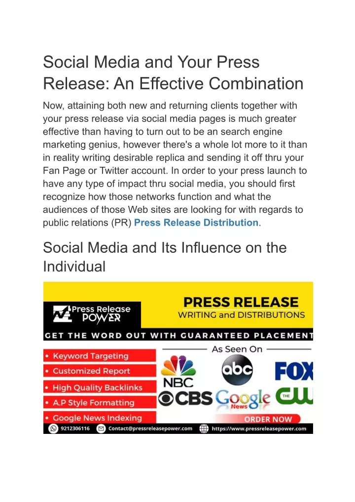 social media and your press release an effective