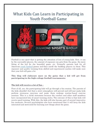 What Kids Can Learn in Participating in Youth Football Game