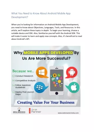 What You Need to Know About Android Mobile App Development