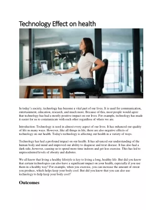 technology e technology ef ffect on health fect