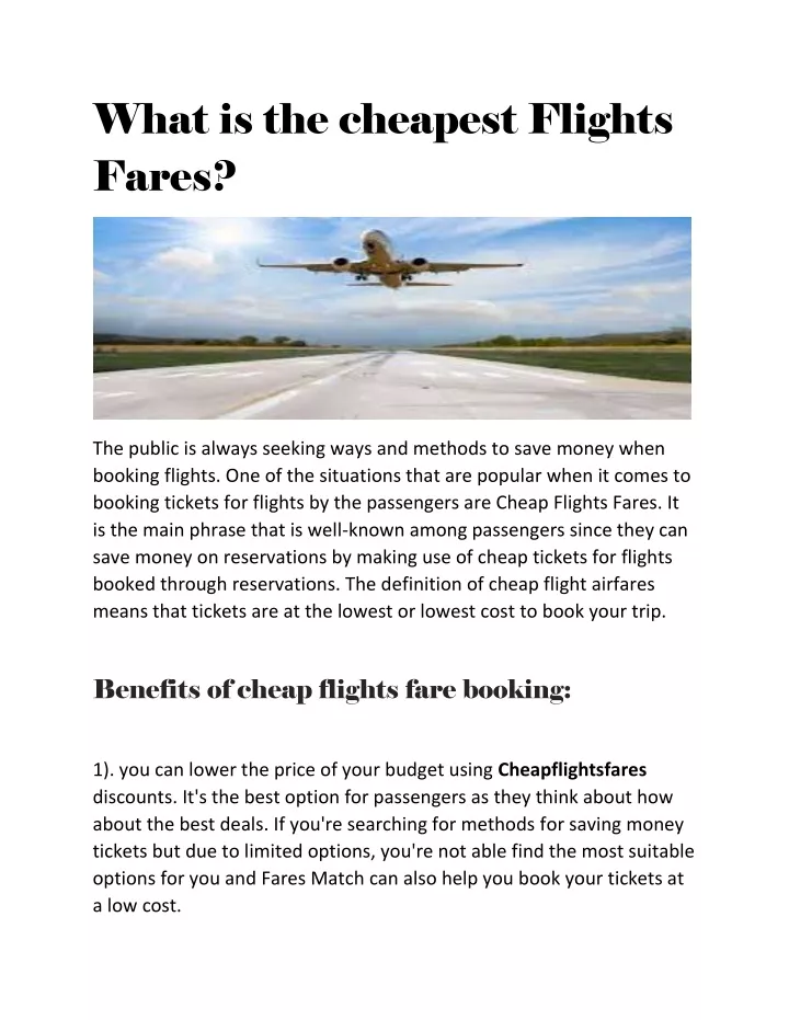 what is the cheapest flights fares