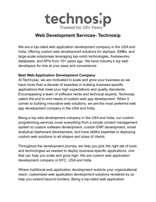 web development services technosip
