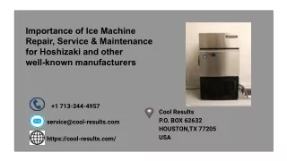 Importance of Ice Machine Repair, Service & Maintenance